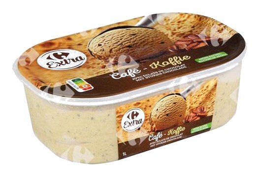 Crème Glacée Café avec des Morceaux de Chocolat en bac Carrefour 1 L