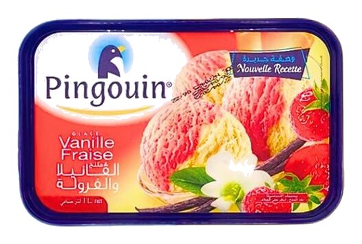Crème Glacée Vanille Fraise en Bac Pingouin 1 L