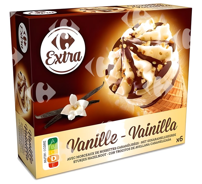 Glaces cônes vanille Carrefour 6x120 ml