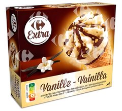 Glaces cônes vanille Carrefour 6x120 ml