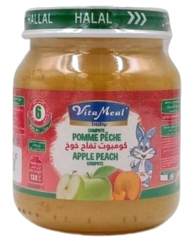 Compote de Fruits Pomme et Pêche sans Gluten ni Lactose Vitameal 130 g