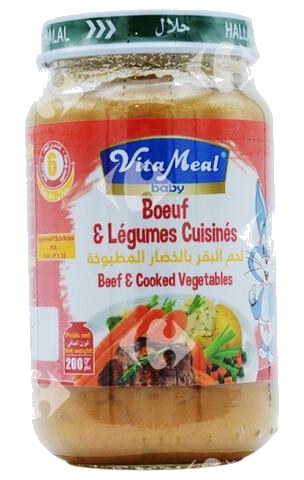 Compote de bœuf et Légumes sans Gluten ni Lactose Vitameal 200 g