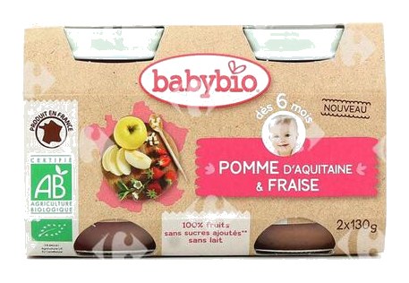 Pot Pomme d'Aquitaine et Fraise Babybio 2x130 g