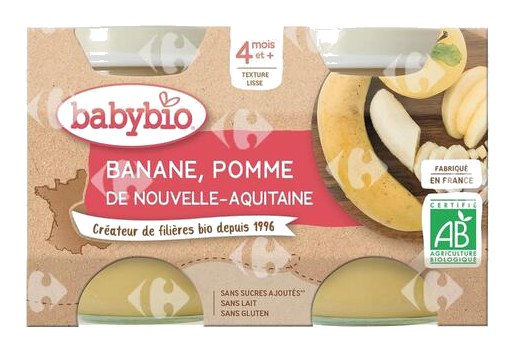 Pot Pomme Banane Sans Sucres Ajoutés Bio 2x130 g
