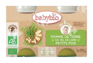 Pot Petits Pois Pomme de Terre du Val de Loire Babybio 2x130 g