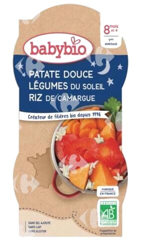 Bol Patate Douce Légume Bio Babybio 2x200 g