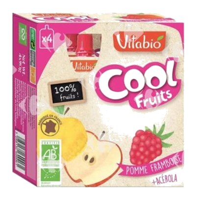 Gourde Cool Fruits Pomme Framboise Bio Vitabio 4x90 g
