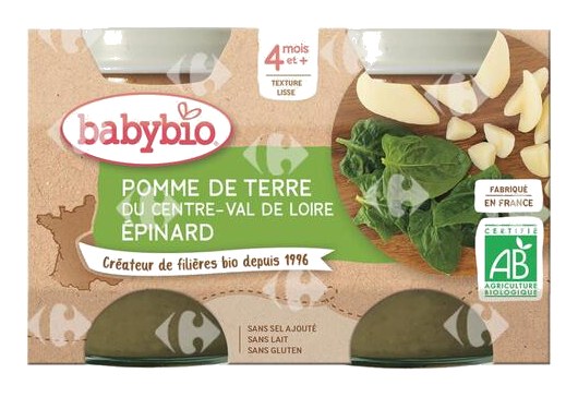 Pot Pomme de Terre Epinards Bio Babybio 2x130 g