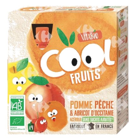Gourde Cool Fruits Pomme Pêche et Abricot Acérola Bio Vitabio 4x90 g