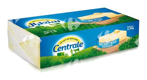 Beurre Pasteurisé en Plaquette Centrale 2,5 kg