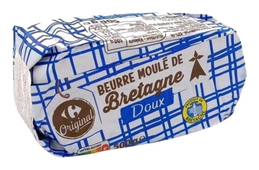 Beurre Doux de Bretagne Moulé Carrefour 500g