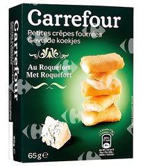 Biscuits Apéritifs Crêpettes Fourrées au Roquefort Carrefour 65 g