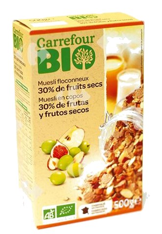 Muesli Floconneux 30% Fruits Secs Bio Carrefour Bio 500 g