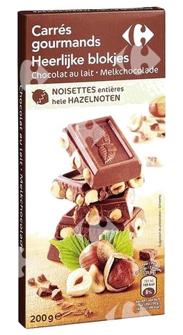 Tablette de Chocolat au Lait Noisettes Entières Carrefour Bio 200g