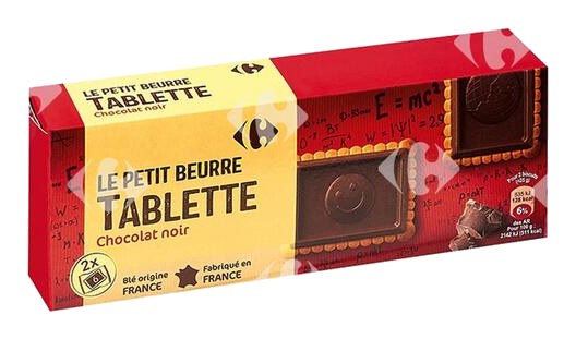 Biscuits Petit Beurre Tablette Chocolat Noir Carrefour 150 g