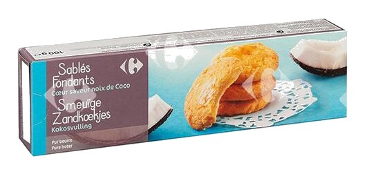 Biscuits Sablés Cœur Fondant Noix de Coco Carrefour 100 g