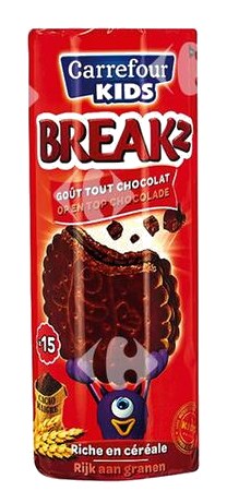 Biscuits Fourrés tout Chocolat Break 2 Carrefour Kids 330g