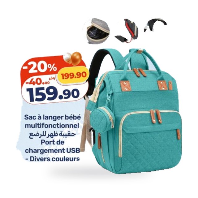 Sac à langer bébé multifonctionnel – Port USB