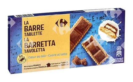 Barres Fourrées Cœur au Lait Carrefour 125g