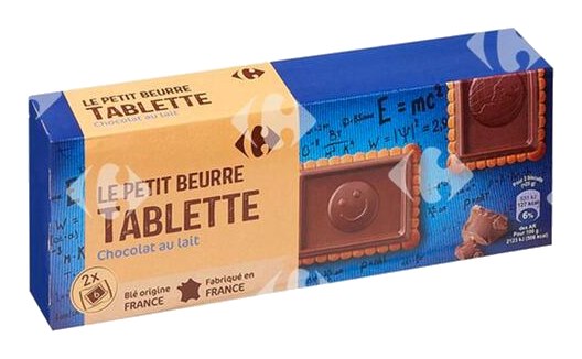 Biscuits Petit Beurre Tablette Chocolat au Lait Carrefour150 g