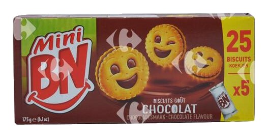 Mini Biscuits Fourrés au Chocolat Bn 168 g