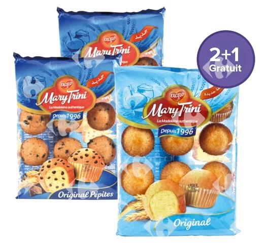 Lot de 2 Madeleines Pépites Mary Trini 270 g + Madeleines Original Mary Trini 250 g Gratuite