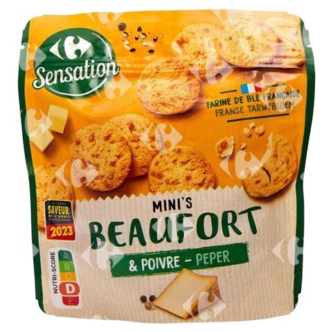 Biscuits Apéritif Beaufort & Poivre Carrefour Sensation 100g