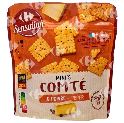 Biscuits Apéritif Comté & Poivre Carrefour Sensation 100g