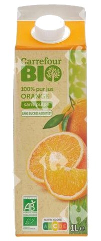 Jus d'Orange Bio Pur Jus Sans Pulpe Carrefour Bio 1 L
