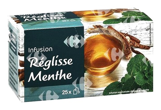 Infusions Réglisse Menthe Carrefour 25 sachets
