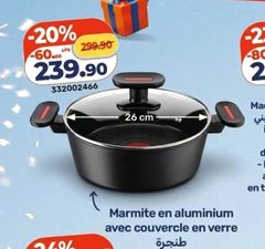 Marmite en aluminium avec couvercle en verre – 26 cm