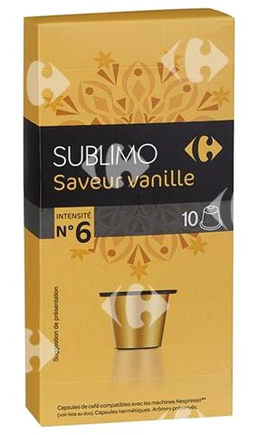 Café en Capsules Saveur Vanille Carrefour N6x10