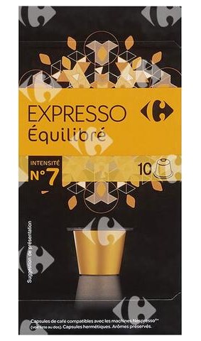 Café en Capsules Expresso Equilibré Carrefour N7x10