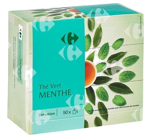 Thé Vert Aromatisé à la Menthe Carrefour 50 sachets