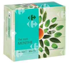 Thé Vert Aromatisé à la Menthe Carrefour 50 sachets