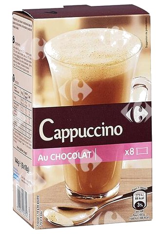 Stick Cappuccino Chocolat Carrefour 8x18 g