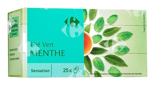 Thé Vert Aromatisé à la Menthe Carrefour 25 sachets