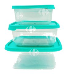 Lot de 3 Boites de Conservation Carrés 0,4L-0,8L-1,4L