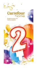 Bougie d'Anniversaire Chiffre 2 Carrefour Home 1 unité