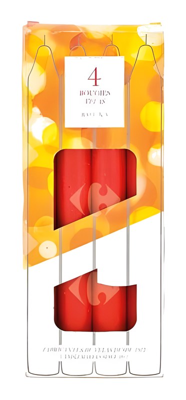 Bougie Chandelle Rouge 20cm - 4 pièces