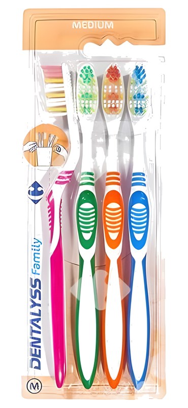 Brosses à Dent Familiales Medium Carrefour 4 unités