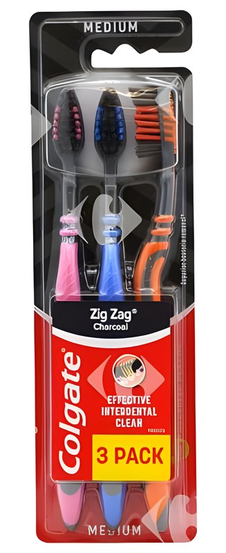 Brosse à Dents Charcoal Zig Zag Colgate 3 feuilles