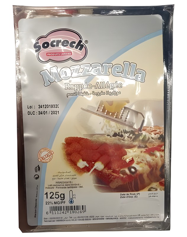 Fromage Mozzarella Light Râpée Socrech 125 g