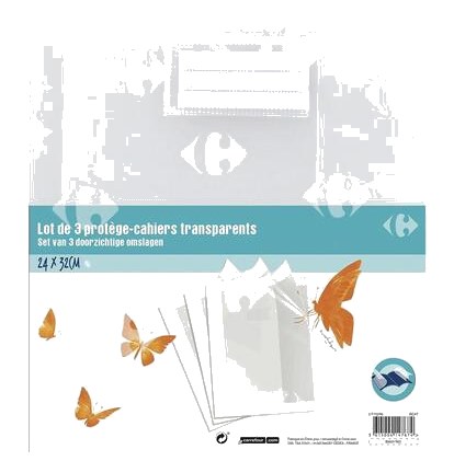 Protège-cahier Incolore Carrefour 24x32cm 3 unités