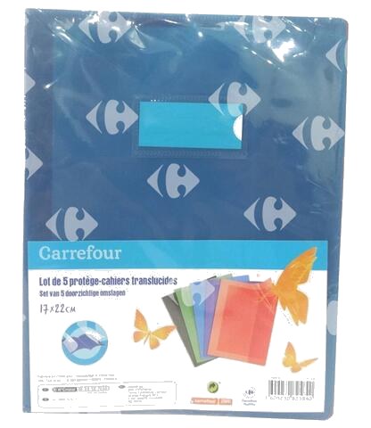 Protège-Cahier Coloris Assortis Carrefour 17x22cm 5 unités