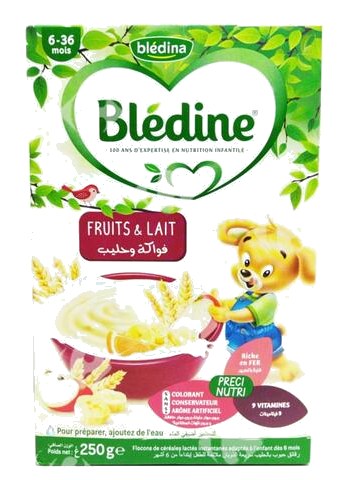 Farine Lactée aux Fruits et Lait pour bébé Blédina 250 g