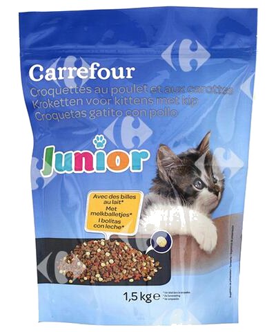 Croquettes au Poulet et aux Carottes pour Chats Juniors Carrefour 1,5 kg