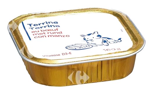 Barquette Bœuf pour Chat Carrefour Blanc 100g