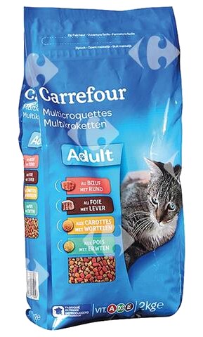 Croquettes au Bœuf, Foie et aux Légumes pour Chats Adultes Carrefour 2 kg