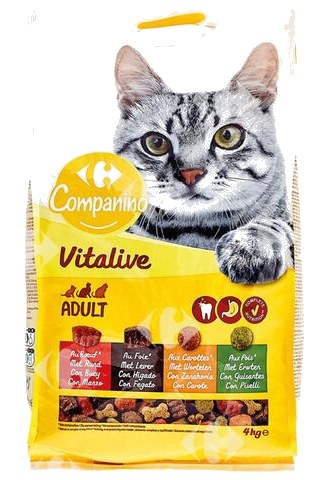 Croquettes au Bœuf, Foie et aux Légumes pour Chats Adultes Carrefour 4 kg